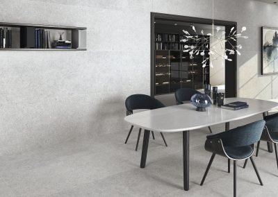 stone tiles and concrete tiles used on wall and floor in dining room from design di lusso watford stone tile shop