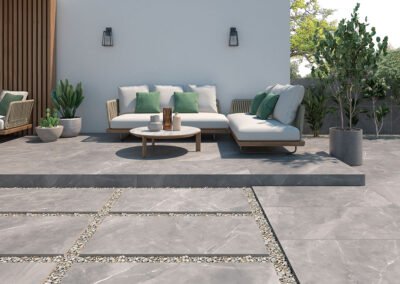 grey outdoor tiles used in seating area and outdoor paving from design di lusso watford outdoor tile store